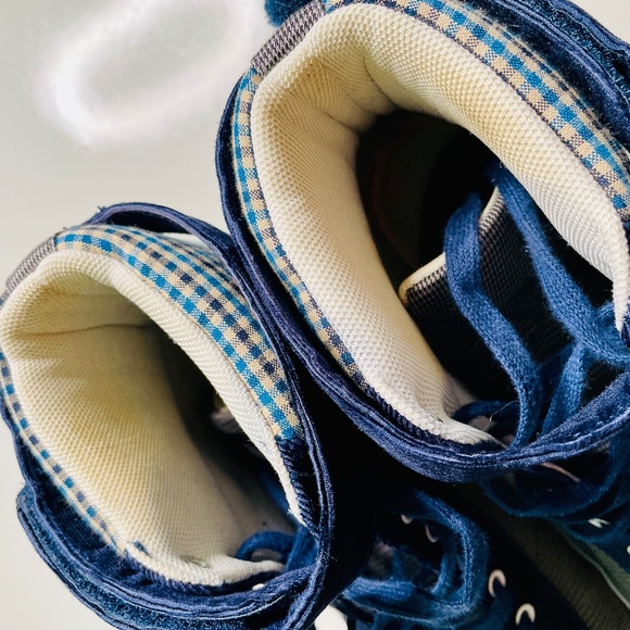 Keep Grey Houndstooth & Blue Check Canvas High-top Vegan Unisex Sneakers M 8.5 - Picture 11 of 16